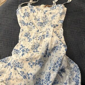 Floral Blue and White Dress